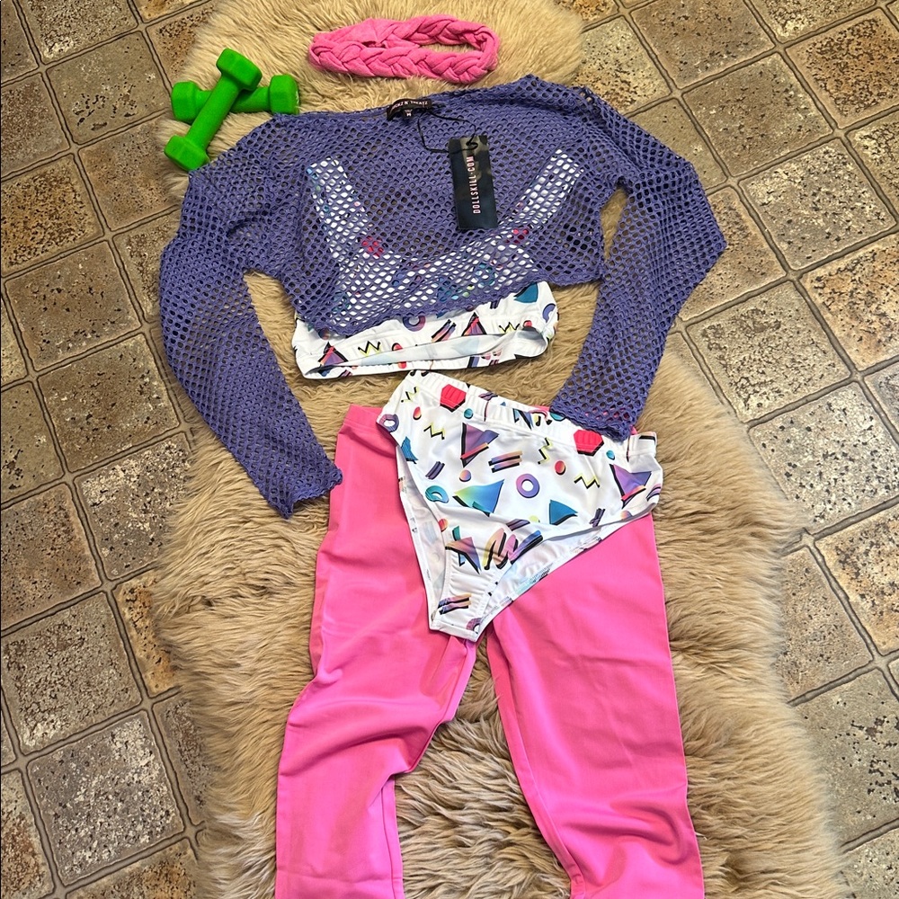 NWT Dolls Kill 80's Boogie Down Costume Set